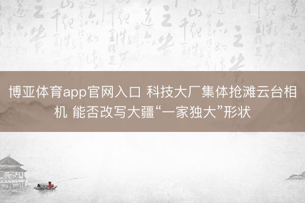 博亚体育app官网入口 科技大厂集体抢滩云台相机 能否改写大疆“一家独大”形状