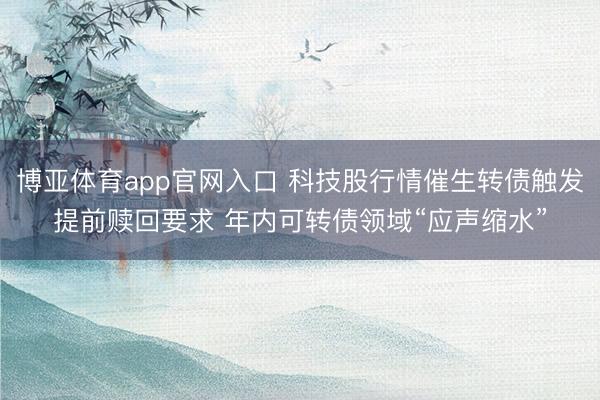 博亚体育app官网入口 科技股行情催生转债触发提前赎回要求 年内可转债领域“应声缩水”