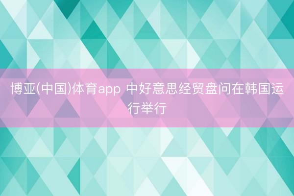 博亚(中国)体育app 中好意思经贸盘问在韩国运行举行