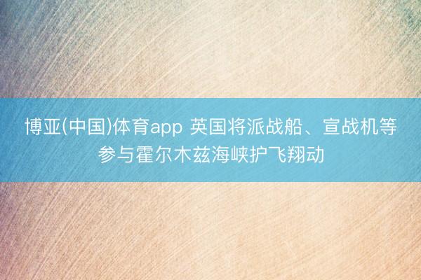 博亚(中国)体育app 英国将派战船、宣战机等参与霍尔木兹海峡护飞翔动