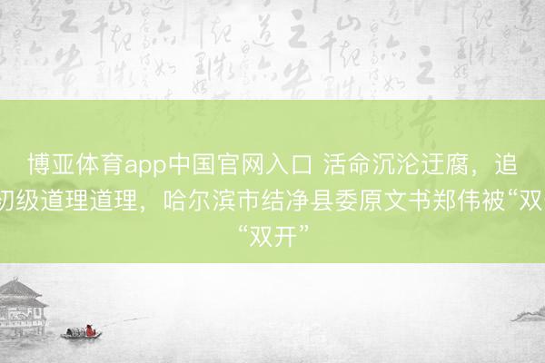 博亚体育app中国官网入口 活命沉沦迂腐，追求初级道理道理，哈尔滨市结净县委原文书郑伟被“双开”