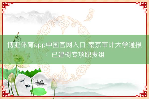 博亚体育app中国官网入口 南京审计大学通报：已建树专项职责组