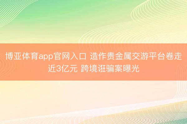 博亚体育app官网入口 造作贵金属交游平台卷走近3亿元 跨境诳骗案曝光