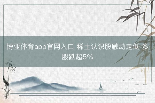 博亚体育app官网入口 稀土认识股触动走低 多股跌超5%