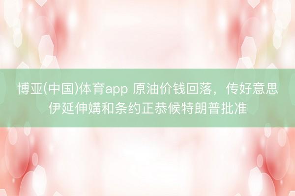 博亚(中国)体育app 原油价钱回落，传好意思伊延伸媾和条约正恭候特朗普批准