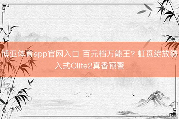 博亚体育app官网入口 百元档万能王? 虹觅绽放微入式Olite2真香预警