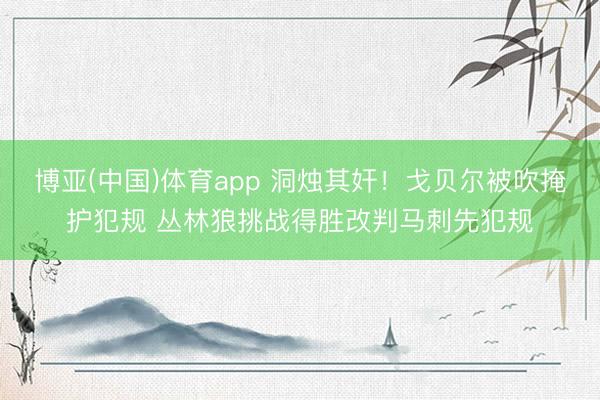 博亚(中国)体育app 洞烛其奸！戈贝尔被吹掩护犯规 丛林狼挑战得胜改判马刺先犯规