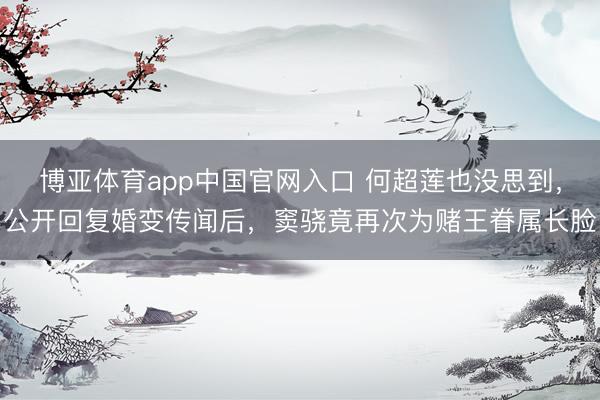 博亚体育app中国官网入口 何超莲也没思到,公开回复婚变传闻后,窦骁竟再次为赌王眷属长脸