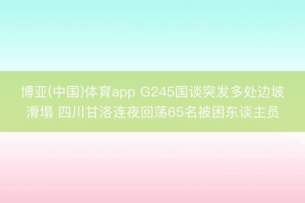 博亚(中国)体育app G245国谈突发多处边坡滑塌 四川甘洛连夜回荡65名被困东谈主员